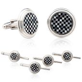 Onyx And Mop Checker Step Stud Set