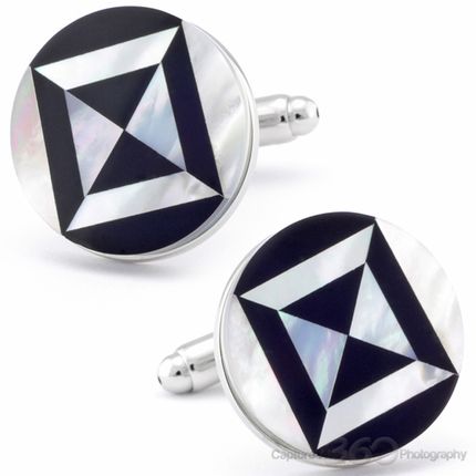 Onyx And Mother Of Pearl Mosaic Cufflinks