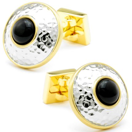 Onyx Eye with Hammered Silver Cufflinks