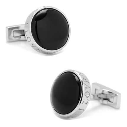 Onyx I Love You Stainless Steel Cufflinks