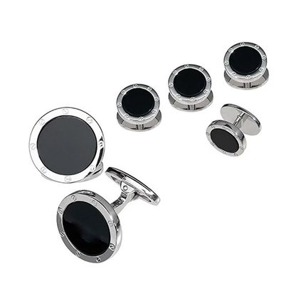 Onyx Rivet Etch Detail Sterling Silver Stud Set