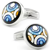 Orange Lapis Hued Mosaic Button Cufflinks