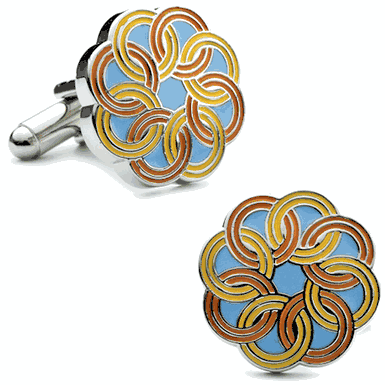 Orange Linked Circles Cufflinks