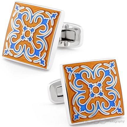 Orange Regal Shield Cufflinks