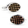 Oval Checkered Violet Cats Eye & Onyx Cufflinks