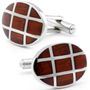 Oval Checkered Wood  Cufflinks