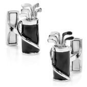 Palladium And Black Golf Bag Cufflinks