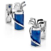 Palladium And Blue Golf Bag Cufflinks