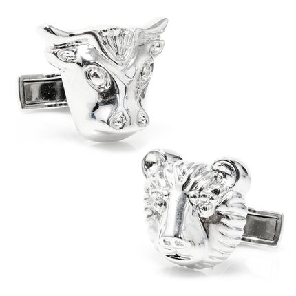 Palladium Bear And Bull Heads Cufflinks
