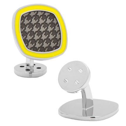 Palladium Black and Yellow Hounds tooth Cufflinks
