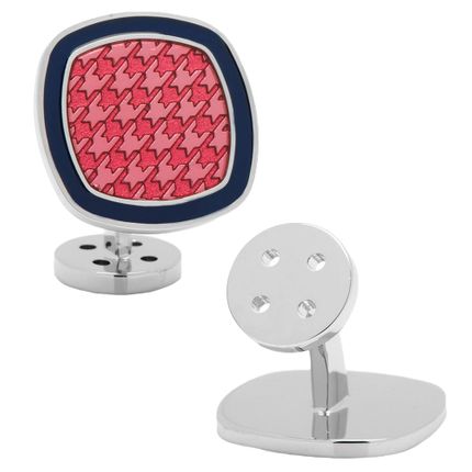 Palladium Pink and Navy Hounds tooth Cufflinks