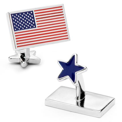 Palladium Usa Flag And Star Cufflinks