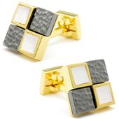 Pearl and Hematite Quad on Gold Cufflinks