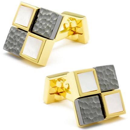 Pearl and Hematite Quad on Gold Cufflinks