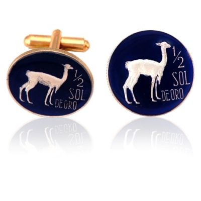 Peru Llama Coin Cuff Links