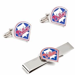 Philadelphia Phillies Cufflinks And Tie Bar Gift Set