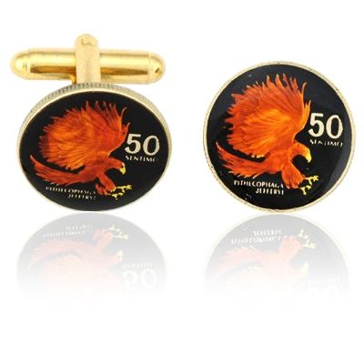 Phillipines Small Eagle Coin Cuff Links