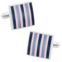 Pink and Navy Striped Square Cufflinks