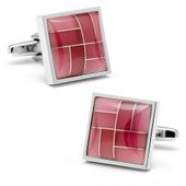 Pink Cats Eye Brick Work Cufflinks