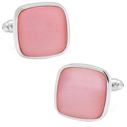 Pink Fiber Optic Cushion Cufflinks
