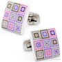 Pink Lavender Abstract Checkered Cufflinks
