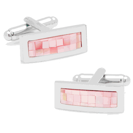 Pink MOP Tile Mosaic Bar Cufflinks