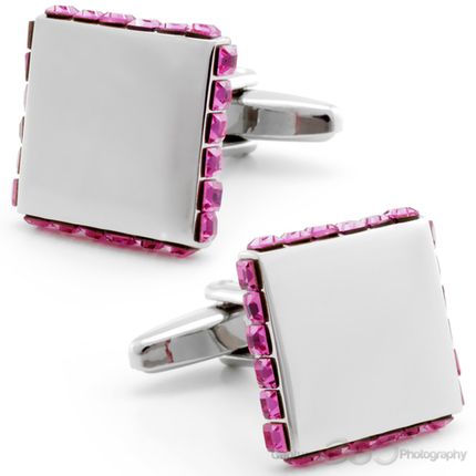 Pink Silver Box Cufflinks