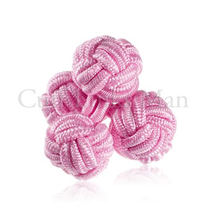 Pink Strawberry Silk Knot Cuff Links