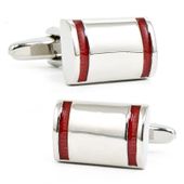 Pink Stripe D-Shaped Cufflinks
