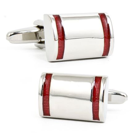 Pink Stripe D-Shaped Cufflinks