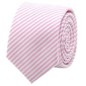 Pink Striped Cotton Skinny Tie