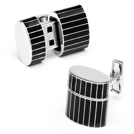 Pinstripe Oval Usb Cufflinks