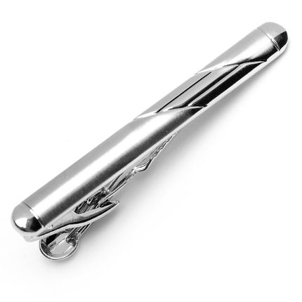 Polished Silver Inlaid Two Tone Tie Clip