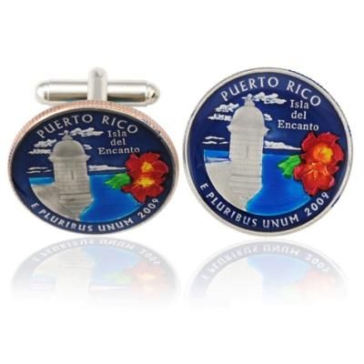 Puerto Rican Quarter Coin Cuff Links