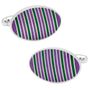 Purple and Green Oval Repp Stripe Cufflinks