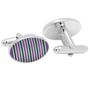 Purple and Green Oval Repp Stripe Cufflinks