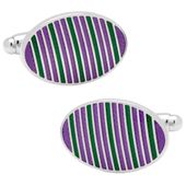 Purple and Green Oval Repp Stripe Cufflinks