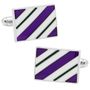 Purple and Green Rectangle Repp Stripe Cufflinks