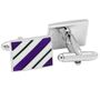 Purple and Green Rectangle Repp Stripe Cufflinks