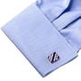 Purple and Green Rectangle Repp Stripe Cufflinks