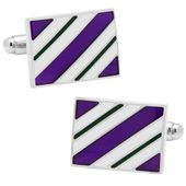 Purple and Green Rectangle Repp Stripe Cufflinks