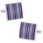 Purple and Green Striped Square Cufflinks