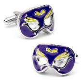Purple And Yellow Mardi Gras Venetian Mask Cufflinks