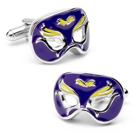 Purple And Yellow Mardi Gras Venetian Mask Cufflinks