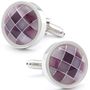 Purple Cats Eye Checker Round Cufflinks