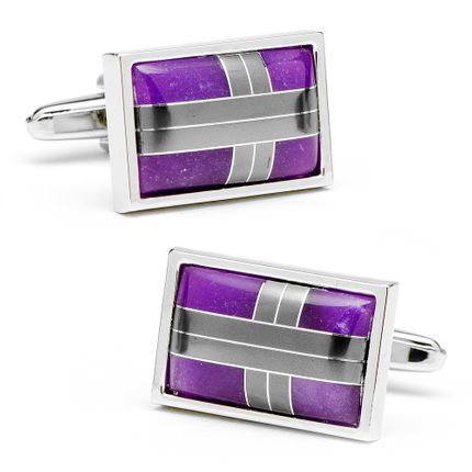 Purple Cats Eye & Hematite Cross Roads Cufflinks