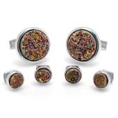 Purple Druzy Stud Set