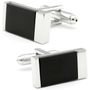 Rectangular Black Flats In Silver Onyx Cufflinks