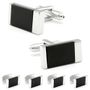 Rectangular Black Flats In Silver Onyx Cufflinks