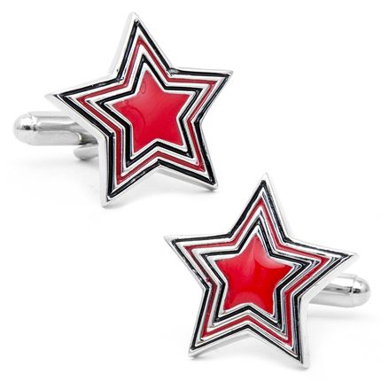 Red And Black Prismatic Star Cufflinks